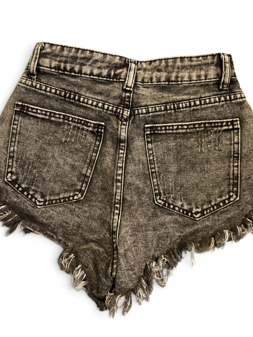 SHEIN Washed Black Distressed High-Rise Denim Shorts